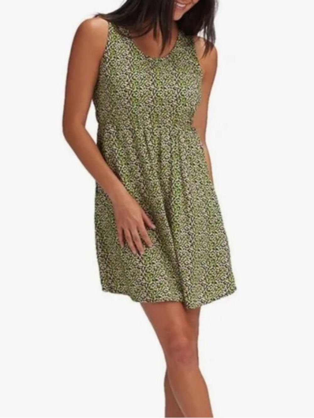 Kavu Simone Dress in Spring Meadow green leaf print, medium, new with tags